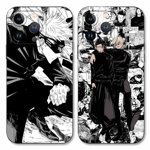 2 Stück Handyhülle für Apple iPhone 13 Pro Hülle 6.1 Zoll, Anime Motiv Jujutsu Kaisen Gojo Satoru Itadori Yuji Manga Muster Schutzhülle Jungs Case Schutz der Linse Design Cover Stoßfest, Schwarz1 von LYUBFDC