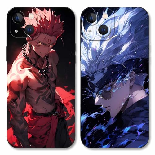 2 Stück Handyhülle für Apple iPhone 13 mini Hülle 5.4 Zoll, Anime Motiv Jujutsu Kaisen Gojo Satoru Itadori Yuji Manga Muster Schutzhülle Jungs Case Schutz der Linse Design Cover Stoßfest, Schwarz1 von LYUBFDC