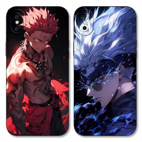 2 Stück Handyhülle für Apple iPhone X/iPhone XS Hülle 5.8'', Anime Motiv Gojo Satoru Itadori Yuji Manga Muster Schutzhülle Jungs Case Schutz der Linse Design Cover Stoßfest, Schwarz1 2 Stück Handyhülle für Apple iPhone X/iPhone XS Hülle 5.8'', Anime Motiv Gojo Satoru Itadori Yuji Manga Muster Schutzhülle Jungs Case Schutz der Linse Design Cover Stoßfest, Schwarz1 von LYUBFDC