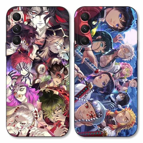 2 Stück Handyhülle für Samsung Galaxy A34 5G Hülle 6.5'', Anime Demon Slayer Kamado Nezuko Tanjirou Zenitsu Kagaya Amane Manga Muster Schutzhülle Case Schutz der Linse Design Cover Stoßfest, Schwarz1 von LYUBFDC