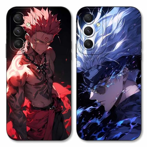 2 Stück Handyhülle für Samsung Galaxy A54 5G Hülle 6.4'', Anime Motiv Jujutsu Kaisen Gojo Satoru Itadori Yuji Manga Muster Schutzhülle Jungs Case Schutz der Linse Design Cover Stoßfest, Schwarz1 von LYUBFDC