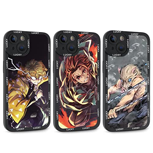 3 Stück Handyhülle für Apple iPhone 13 Pro Hülle 6.1'' Anime Demon Slayer Tanjirou Kamado Nezuko Zenitsu Inosuke Schutzhülle Manga Muster Jungs Case All Inklusiv Linsen Design Cover für iPhone 13 Pro von LYUBFDC