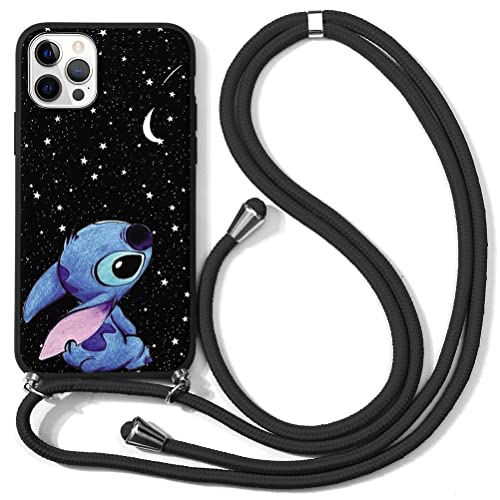 Handykette Handyhülle für Apple iPhone 12 6,1" Hülle mit Band, Schön Stitch Necklace Schutzhülle Weich Silikon Hülle mit Kordel zum Umhängen Stoßfest TPU Case für iPhone 12, 06 von LYUBFDC