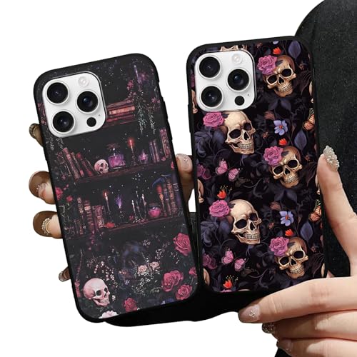 LYUBFDC 2 Stück Karikatur Skeleton Handyhülle für iPhone 15 Pro Max Hülle 6,7",Aesthetic Flowers Skull Muster Design Mädchen Frauen Case,TPU Silikon Süßes Blumen Stoßfest Schutzhülle,Cool LYUBFDC 2 Stück Karikatur Skeleton Handyhülle für iPhone 15 Pro Max Hülle 6,7",Aesthetic Flowers Skull Muster Design Mädchen Frauen Case,TPU Silikon Süßes Blumen Stoßfest Schutzhülle,Cool von LYUBFDC