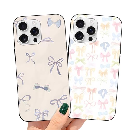 LYUBFDC 2 Stück Kawaii Aesthetic Bows Handyhülle für iPhone 16 Pro Max Hülle Schwarz 6,9",Cute Cartoon Süßes Bunte Schleife Muster Handyhülle Frauen Mädchen Case,TPU Stoßfest Schutzhülle LYUBFDC 2 Stück Kawaii Aesthetic Bows Handyhülle für iPhone 16 Pro Max Hülle Schwarz 6,9",Cute Cartoon Süßes Bunte Schleife Muster Handyhülle Frauen Mädchen Case,TPU Stoßfest Schutzhülle von LYUBFDC