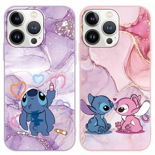 LYUBFDC [2 Stück Marmor Handyhülle für iPhone 13 Pro Hülle 6,1",Cartonn Stitch Niedlich Anime Muster Design Weich Silikon Handyhülle Flexible TPU Bumper Schutzhülle Kratzfest Stoßfest Case,Kawaii von LYUBFDC