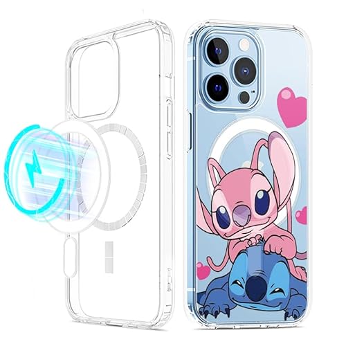 LYUBFDC Magnetische Handyhülle für Apple iPhone 15 6,1" Hülle [Kompatibel mit MagSafe], Militärschutz Stoßfest Schutzhülle mit Süßes Stitch Anime Muster Case für iPhone 15, Cute2 von LYUBFDC