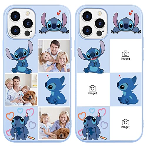 Personalisierte Handyhülle für iPhone 13 iPhone 14 Hülle 6,1" Stitch Personalisiert Anime Cartoon,Kawaii Muster Schutzhülle mit Eigenem Foto Bedrucken Bild Individuelle, Selbst Gestalten Case,07 von LYUBFDC