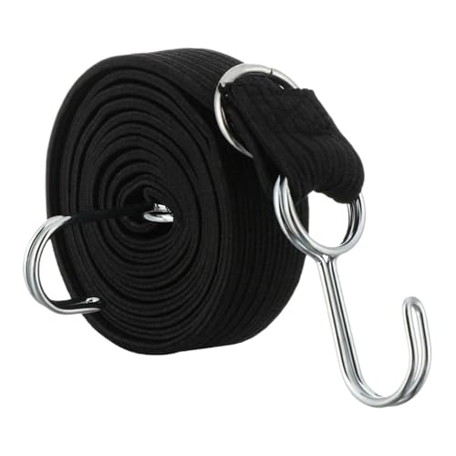 LYVQZPWLRFesseln Sie das Band, Fahrrad Elastische Seil Feste Band Bikes Seile Krawatte Gepäck Seil Schnur Haken Gepäck Dach Rack Fahrrad Strap(Black1m) von LYVQZPWLR