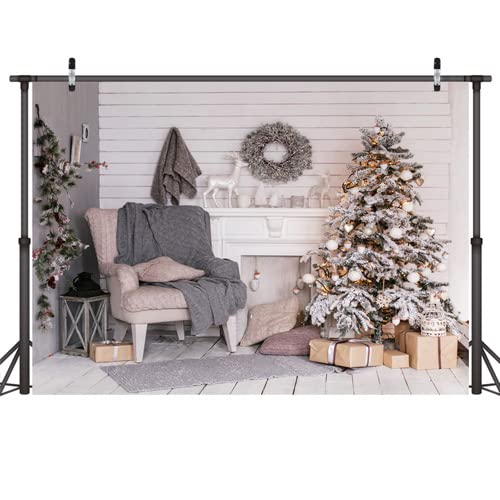 LYWYGG 10X10FT Weihnachtshintergrund Weihnachtsbaum Geschenk Hintergrund Weiß Warme Szene Hintergrund Vinyl Fotografie Hintergrund für Weihnachtsfeier Party Studio Requisiten CP-74-1010 von LYWYGG