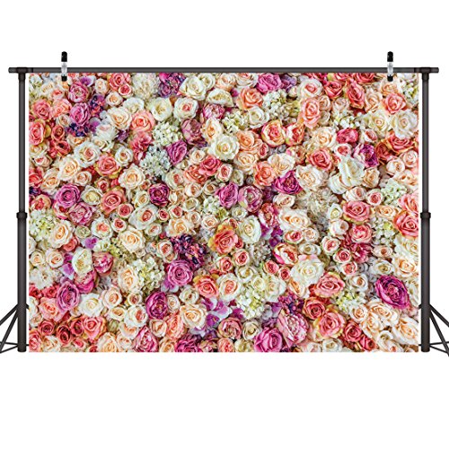 LYWYGG 7X5FT blumenwand Hintergrund blühende Rosenblumen Frühling Hochzeit Hochzeit Vinyl Fotografie Hintergrund Baby Dusche Mädchen Liebhaber Party Dekoration Foto Studio Requisiten CP-48 von LYWYGG