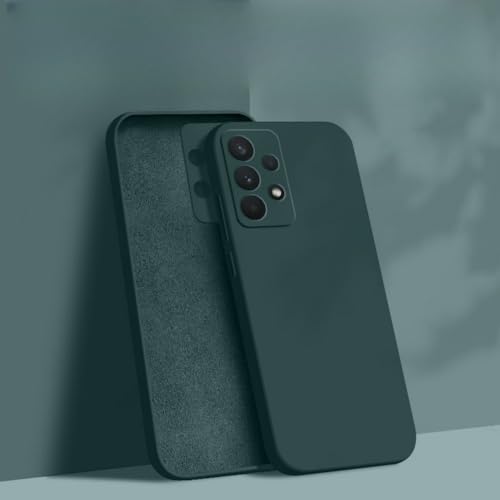 Flüssige TPU-Silikonhülle für Samsung Galaxy S25 S24 S23 S22 Ultra Plus S24 FE A56 A52 A54 A53 A55 A16 Kameraschutz-Softcover, Dunkelgrün, Für Samsung S21 von LYWZDZQ