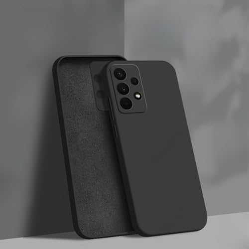 Flüssige TPU-Silikonhülle für Samsung Galaxy S25 S24 S23 S22 Ultra Plus S24 FE A56 A52 A54 A53 A55 A16 Kameraschutz-Softcover, Schwarz, Für Samsung A52 von LYWZDZQ