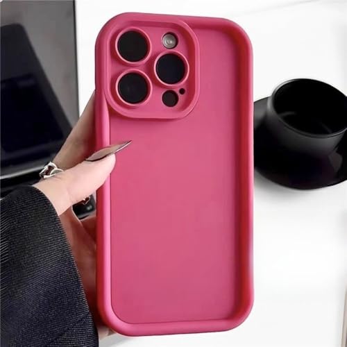LYWZDZQ Bonbonfarbene, weiche TPU-Hülle für iPhone 16 14 15 Pro Plus 13 12 11 Pro Max 16e 8 XR X XS SE, stoßfeste Silikon-Telefonabdeckung, Hot Pink, für iPhone 12 von LYWZDZQ