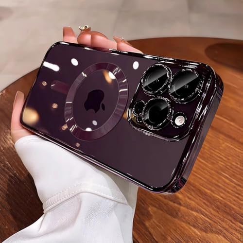 LYWZDZQ Desert Gold Handyhülle für iPhone 16 15 14 13 12 11 Pro Max Plus Klare magnetische Linse Schutz Soft Cover, Dunkelviolett, Für iPhone 14 Plus von LYWZDZQ