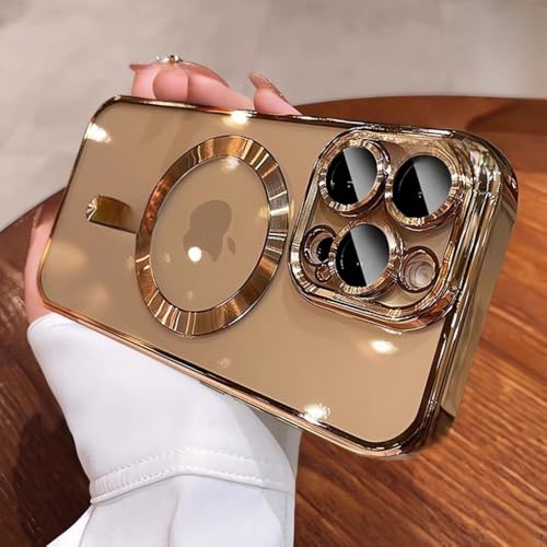LYWZDZQ Desert Gold Handyhülle für iPhone 16 15 14 13 12 11 Pro Max Plus Klare magnetische Linse Schutz Soft Cover, Gold, für iPhone 11 von LYWZDZQ