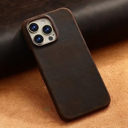 LYWZDZQ Hülle für iPhone 15 16 Pro Max 16Pro Retro Luxus Vollnarbenleder Magnethülle aus geöltem Leder, braun, für iPhone 16 Pro Max LYWZDZQ Hülle für iPhone 15 16 Pro Max 16Pro Retro Luxus Vollnarbenleder Magnethülle aus geöltem Leder, braun, für iPhone 16 Pro Max von LYWZDZQ