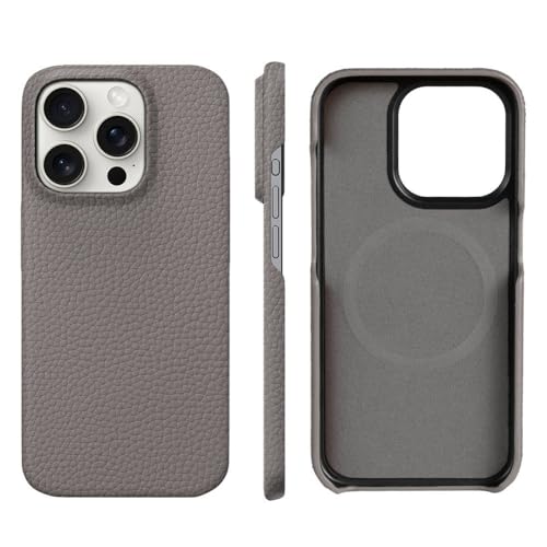 LYWZDZQ Hülle für iPhone 15 16 Pro Max Promax 16Pro Natürliches Litschi-Leder Magnetschutz Luxuriöse Telefonrückseite, Grau, Für iPhone 16Pro Max LYWZDZQ Hülle für iPhone 15 16 Pro Max Promax 16Pro Natürliches Litschi-Leder Magnetschutz Luxuriöse Telefonrückseite, Grau, Für iPhone 16Pro Max von LYWZDZQ