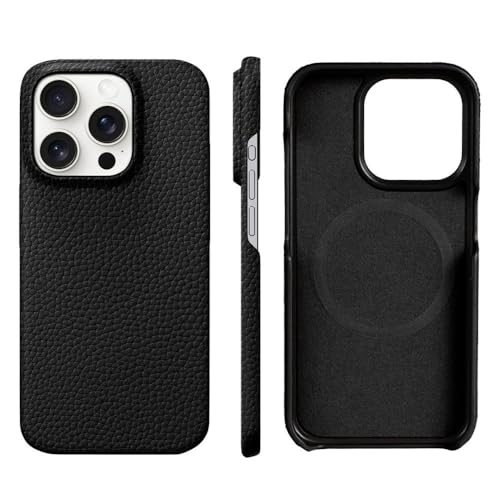 LYWZDZQ Hülle für iPhone 15 16 Pro Max Promax 16Pro Natürliches Litschi-Leder Magnetschutz Luxuriöse Telefonrückseite, Schwarz, Für iPhone 15 LYWZDZQ Hülle für iPhone 15 16 Pro Max Promax 16Pro Natürliches Litschi-Leder Magnetschutz Luxuriöse Telefonrückseite, Schwarz, Für iPhone 15 von LYWZDZQ