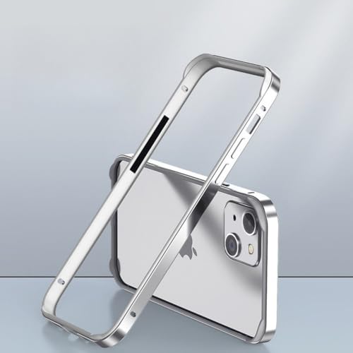 LYWZDZQ Hybrid-Silikonrahmen-Aluminium-Metall-Telefonhülle für iPhone 16 15 14 13 12 Pro Max Besserer Wärmestoßfänger, Silber, für iPhone 14 LYWZDZQ Hybrid-Silikonrahmen-Aluminium-Metall-Telefonhülle für iPhone 16 15 14 13 12 Pro Max Besserer Wärmestoßfänger, Silber, für iPhone 14 von LYWZDZQ