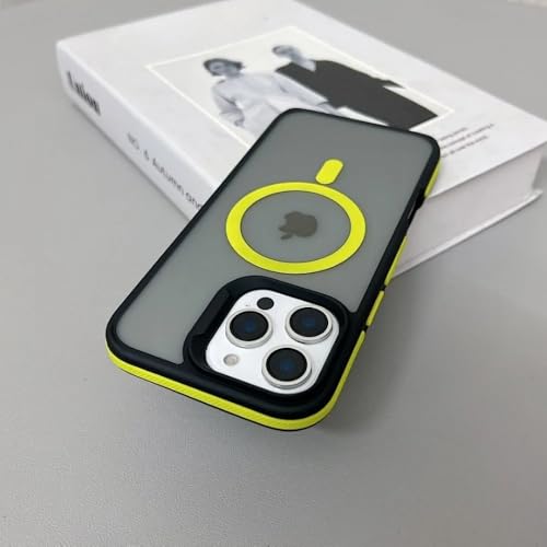 LYWZDZQ Luxuriöse, magnetische, Matte, durchscheinende und stoßfeste Schutzhülle für iPhone 11 12 13 14 15 16 Pro Max, kabellose Ladehülle, gelb, für iPhone 16 von LYWZDZQ