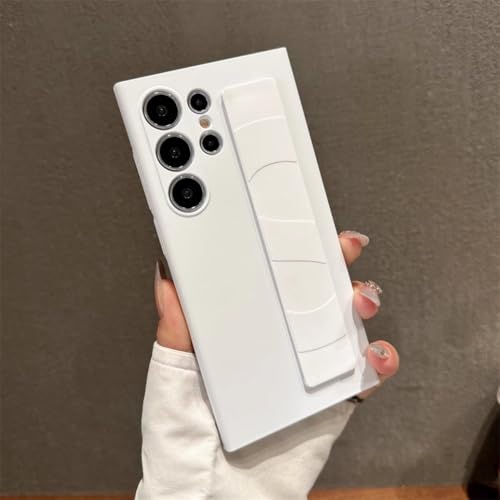 LYWZDZQ Luxuriöse, ultradünne, Matte, elastische Silikon-Handgelenkschlaufe, stoßfeste Hülle für Samsung S25 Edge S24 S23 Ultra Plus, Harte, durchsichtige PC-Abdeckung, Weiß, für Samsung S25Ultra von LYWZDZQ