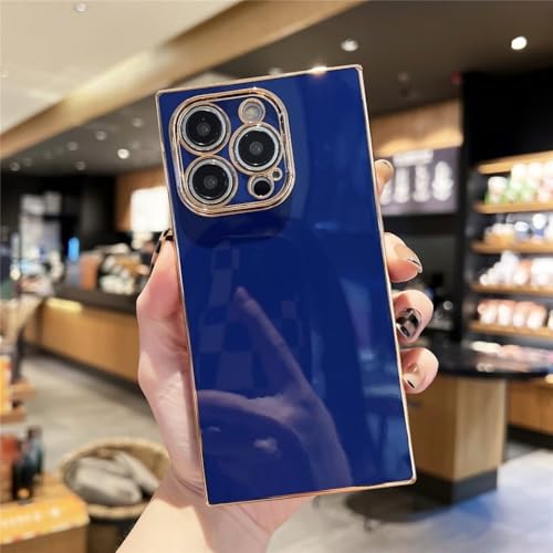 LYWZDZQ Luxuriöse Handyhülle mit plattiertem Rahmen für iPhone 16 15 14 13 12 11 Pro X Xs Xr Max 7 8 Plus SE, weiche, stoßfeste Rückseite, Dunkelblau, für 14 Pro Max LYWZDZQ Luxuriöse Handyhülle mit plattiertem Rahmen für iPhone 16 15 14 13 12 11 Pro X Xs Xr Max 7 8 Plus SE, weiche, stoßfeste Rückseite, Dunkelblau, für 14 Pro Max von LYWZDZQ