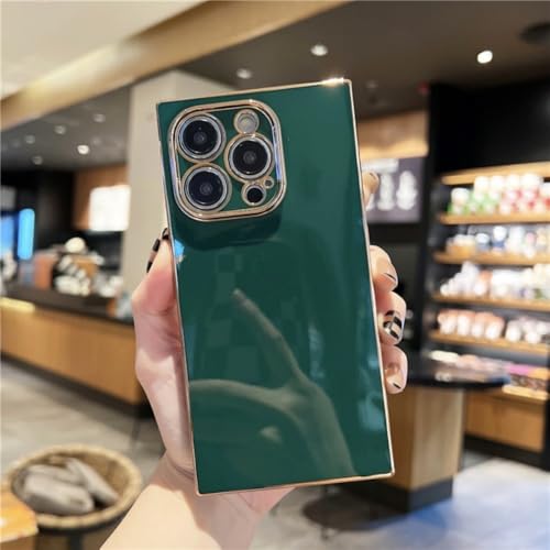 LYWZDZQ Luxuriöse Handyhülle mit plattiertem Rahmen für iPhone 16 15 14 13 12 11 Pro X Xs Xr Max 7 8 Plus SE, weiche, stoßfeste Rückseite, dunkelgrün, für 12 Pro Max LYWZDZQ Luxuriöse Handyhülle mit plattiertem Rahmen für iPhone 16 15 14 13 12 11 Pro X Xs Xr Max 7 8 Plus SE, weiche, stoßfeste Rückseite, dunkelgrün, für 12 Pro Max von LYWZDZQ