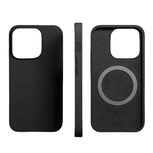 LYWZDZQ Luxuriöse magnetische Hülle für iPhone 16 15 13 11 14 Pro Max Plus Handyhüllen Flüssigsilikon Drahtlose Laderückseite, Schwarz, Für iPhone 16 Plus von LYWZDZQ