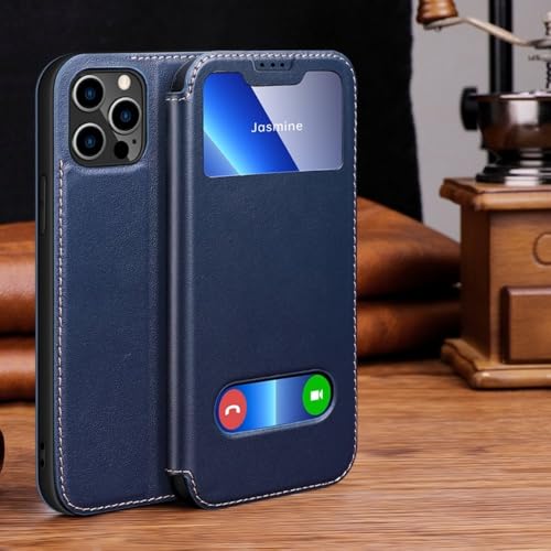 LYWZDZQ Luxuriöse magnetische Lederhülle mit Sichtfenster für iPhone 16 15 14 13 12 11 Pro MAX XR X Plus Hülle Brieftasche Flip Stand Kostenlose Antwort, Blau, 12 oder 12 Pro LYWZDZQ Luxuriöse magnetische Lederhülle mit Sichtfenster für iPhone 16 15 14 13 12 11 Pro MAX XR X Plus Hülle Brieftasche Flip Stand Kostenlose Antwort, Blau, 12 oder 12 Pro von LYWZDZQ