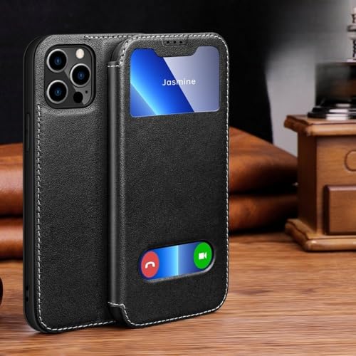 LYWZDZQ Luxuriöse magnetische Lederhülle mit Sichtfenster für iPhone 16 15 14 13 12 11 Pro MAX XR X Plus Hülle Brieftasche Flip Stand Kostenlose Antwort, Schwarz, Für iPhone 16 ProMax LYWZDZQ Luxuriöse magnetische Lederhülle mit Sichtfenster für iPhone 16 15 14 13 12 11 Pro MAX XR X Plus Hülle Brieftasche Flip Stand Kostenlose Antwort, Schwarz, Für iPhone 16 ProMax von LYWZDZQ