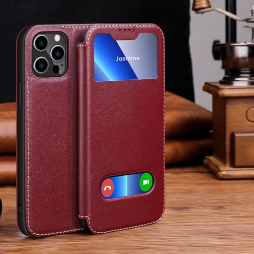 LYWZDZQ Luxuriöse magnetische Lederhülle mit Sichtfenster für iPhone 16 15 14 13 12 11 Pro MAX XR X Plus Hülle Brieftasche Flip Stand Kostenlose Antwort, Weinrot, Für iPhone 16 ProMax LYWZDZQ Luxuriöse magnetische Lederhülle mit Sichtfenster für iPhone 16 15 14 13 12 11 Pro MAX XR X Plus Hülle Brieftasche Flip Stand Kostenlose Antwort, Weinrot, Für iPhone 16 ProMax von LYWZDZQ