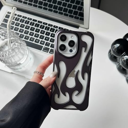 LYWZDZQ Modische, Matte, 3D-ausgehöhlte Flammen-Telefonhülle für iPhone 16 15 14 13 12 11 Pro Max 16 Plus, kreative, galvanisierte, weiche Rückseite, Mattviolett, für iPhone 16Plus von LYWZDZQ