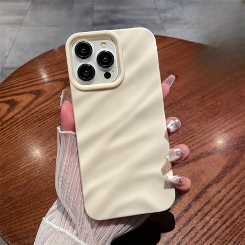 LYWZDZQ Modische, geriffelte Handyhülle für iPhone 16 15 13 11 12 14 Pro Max Plus, weiche Silikon-Faltenhülle, Bonbonfarbe, stoßfeste Schale, Weiß, für iPhone 15 Plus von LYWZDZQ