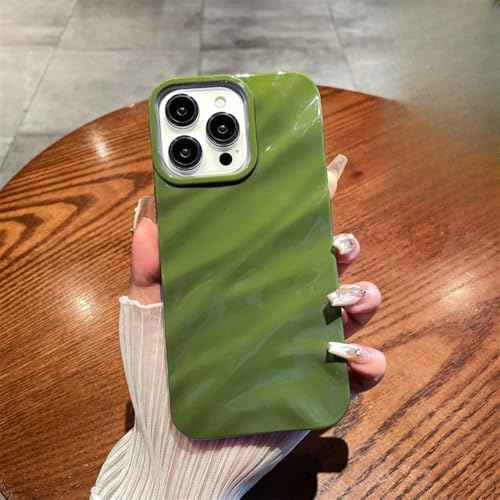 LYWZDZQ Modische, geriffelte Handyhülle für iPhone 16 15 13 11 12 14 Pro Max Plus, weiche Silikon-Faltenhülle, Bonbonfarbe, stoßfeste Schale, grün, für iPhone 15 ProMax von LYWZDZQ