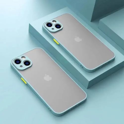 LYWZDZQ Stoßfeste, Matte Panzerhülle für iPhone 16 15 14 Plus 13 11 12 Pro Max, luxuriöser Silikon-Stoßfänger, klare, Harte PC-Rückseite, Babyblau, für iPhone 15 ProMax von LYWZDZQ