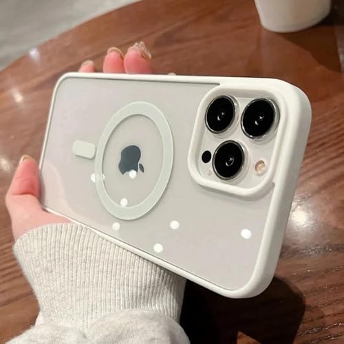 LYWZDZQ Stoßfeste, magnetische, durchsichtige Handyhülle aus Acryl für iPhone 16 15 14 13 12 11 Pro Max 14 Plus, kabellose Ladehülle aus hartem PC, Weiß, für iPhone 15 Plus von LYWZDZQ