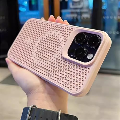 LYWZDZQ Wärmeableitungsnetz, magnetische kabellose Ladehülle für iPhone 16 15 14 Plus 13 12 11 Pro Max, atmungsaktive Hülle, Pink, für iPhone 15 Plus von LYWZDZQ