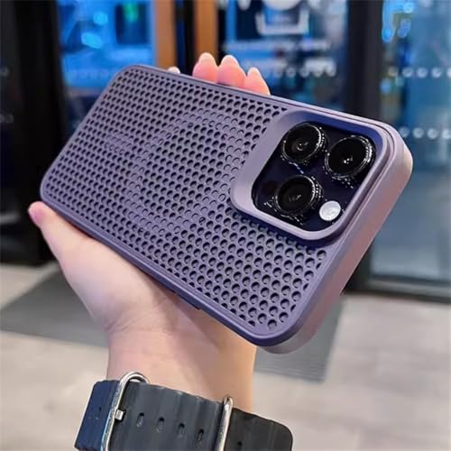 LYWZDZQ Wärmeableitungsnetz, magnetische kabellose Ladehülle für iPhone 16 15 14 Plus 13 12 11 Pro Max, atmungsaktive Hülle, dunkelviolett, für iPhone 15Pro Max von LYWZDZQ