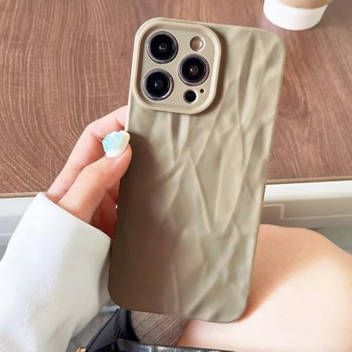 LYWZDZQ Weiche Silikon-Handyhülle für iPhone 11 12 13 14 15 16 Pro Max X Xs XR Max 7 8 Plus Candy Bumper Fold Pattern Cover, Khaki, Für iPhone 16 Plus von LYWZDZQ
