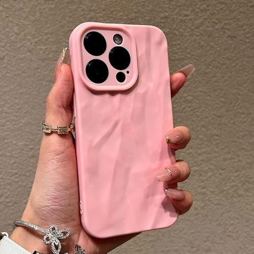 LYWZDZQ Weiche Silikon-Handyhülle für iPhone 11 12 13 14 15 16 Pro Max X Xs XR Max 7 8 Plus Candy Bumper Fold Pattern Cover, Pink, für iPhone 16 Pro von LYWZDZQ
