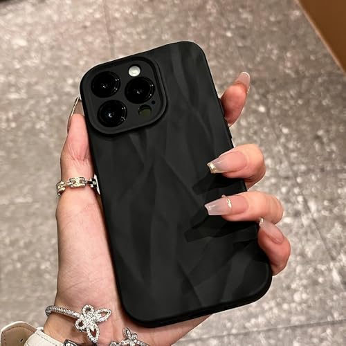 LYWZDZQ Weiche Silikon-Handyhülle für iPhone 11 12 13 14 15 16 Pro Max X Xs XR Max 7 8 Plus Candy Bumper Fold Pattern Cover, Schwarz, für iPhone SE 2020 von LYWZDZQ