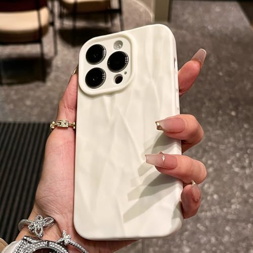 LYWZDZQ Weiche Silikon-Handyhülle für iPhone 11 12 13 14 15 16 Pro Max X Xs XR Max 7 8 Plus Candy Bumper Fold Pattern Cover, Weiß, Für iPhone 13 von LYWZDZQ
