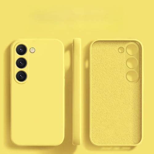 Luxuriöse rechteckige weiche Schutzhülle aus flüssigem Silikon für Samsung Galaxy S25, S24, S23, S22, S25 Ultra Plus, S25Ultra, Handyhüllen, gelb, für Galaxy S23 von LYWZDZQ