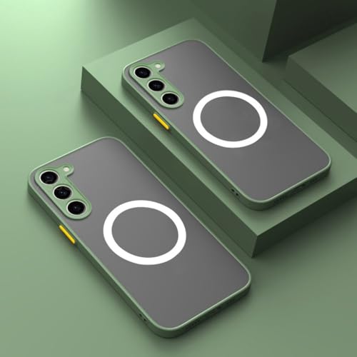 Matt magnetisch für Samsung Galaxy S25 S24 S23 S22 S21 S20 Ultra Plus FE A54 A53 A13 Note 20 10 5G Hülle Kabellose Ladeabdeckung, grün, für S21 FE von LYWZDZQ