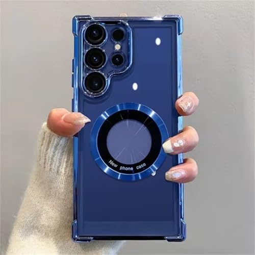 Überzogene Handyhüllen für Samsung Galaxy S25 S24 S23 S22 Ultra S21 Plus FE 5G Note 20, stoßfeste, klare Magnetabdeckung, Blau, S23 Plus von LYWZDZQ
