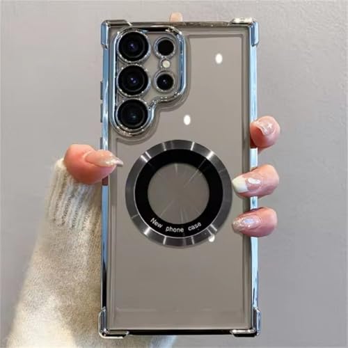 Überzogene Handyhüllen für Samsung Galaxy S25 S24 S23 S22 Ultra S21 Plus FE 5G Note 20, stoßfeste, klare Magnetabdeckung, Silber, S21 Plus von LYWZDZQ