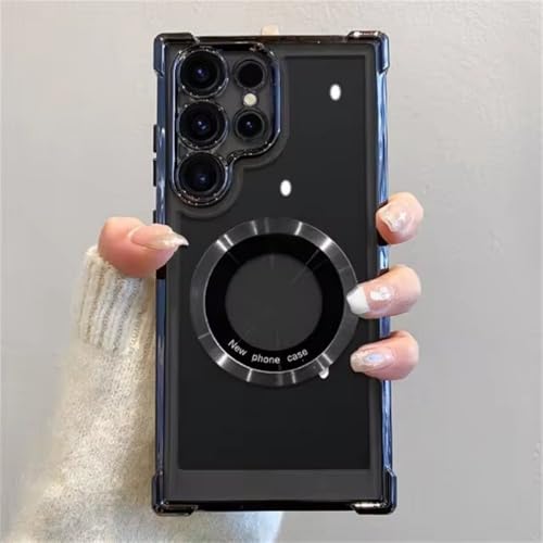 Überzogene Handyhüllen für Samsung Galaxy S25 S24 S23 S22 Ultra S21 Plus FE 5G Note 20 Stoßfeste, klare Magnetabdeckung, Schwarz, S24 Plus von LYWZDZQ