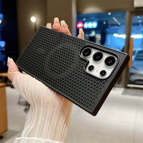 Wärmeableitende Magnethülle für Samsung Galaxy S25 S24 S23 FE S22 Ultra Plus Kühlung Atmungsaktive kabellose Ladeabdeckung, Schwarz, Für Samsung S23 Plus von LYWZDZQ