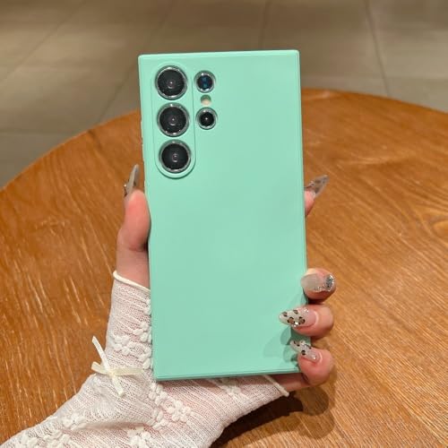 Weiche Schutzhülle aus flüssigem Silikon für Samsung Galaxy S25 Ultra S24 S23 Plus S22 Pro S21 FE 5G, stoßfeste Schutzhülle, Cyan, für Samsung S24 Ultra von LYWZDZQ